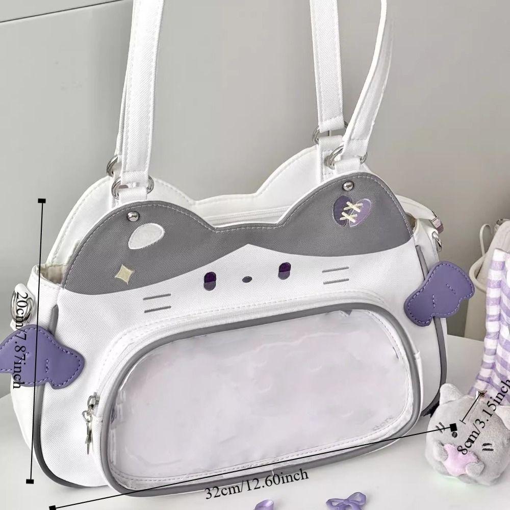 Baumwoll-Puppentasche Transparente Tasche mit Reißverschluss Modische Rucksäcke Beuteltasche Kawaii Katze Itabag Mädchen