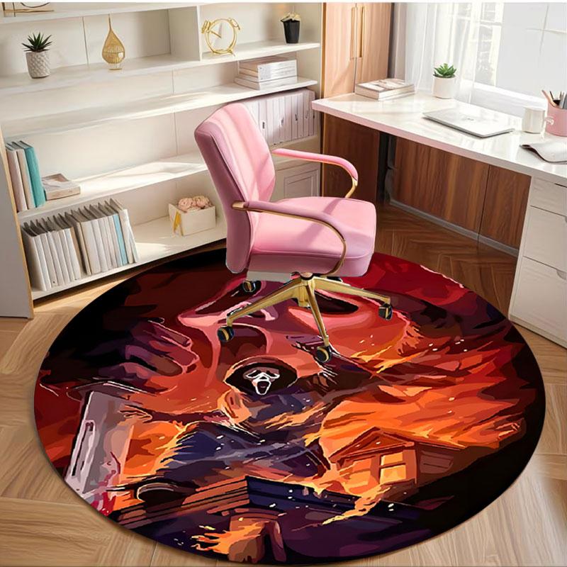 Ghostface Print Round Rug, Washable Floor Carpet, For Entryway Dorm Laundry Room Office Study, Home Decor Birthday Christmas Gift