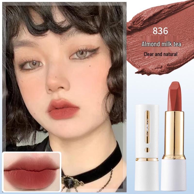 MYG Glamour Hall Waterproof Matte Lipstick: Long-Lasting, Non-Stick, Moisturizing, Sweat-Proof, Enhances Complexion - Little White Tube