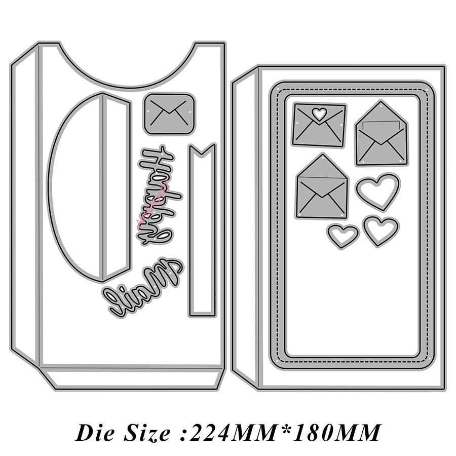 Large Vertical Metal Die-Cut Mold 6797 for DIY Projects, Carbon Steel 224x180mm, 48g/pc