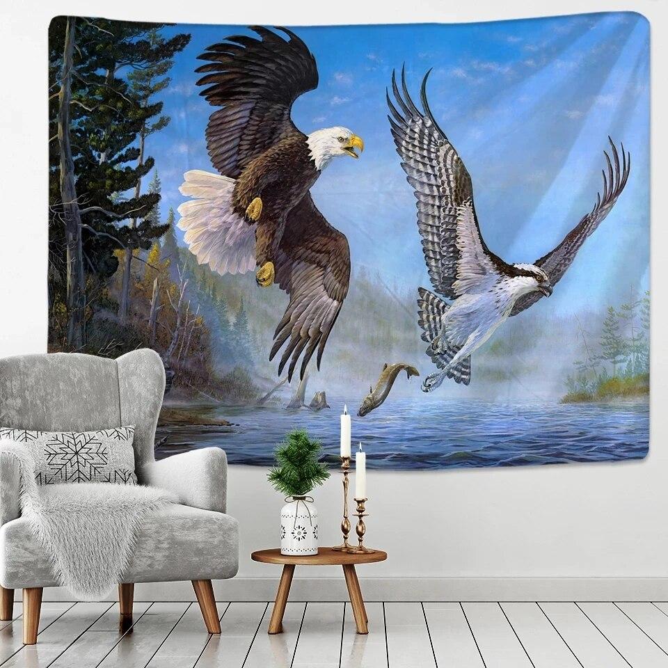 Eagle In Sunset Sky Full Wall Tapestry Psychedelic Tapestry Carpet Bird Home Decoration Wall Hanging