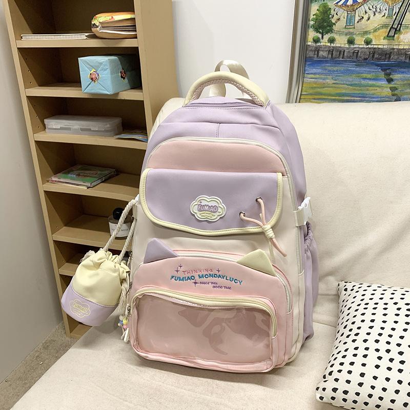 Schoolbag wholesale niche junior high school student schoolbag high value college style girl backpack Oxford cloth cute cartoon baby bag girl