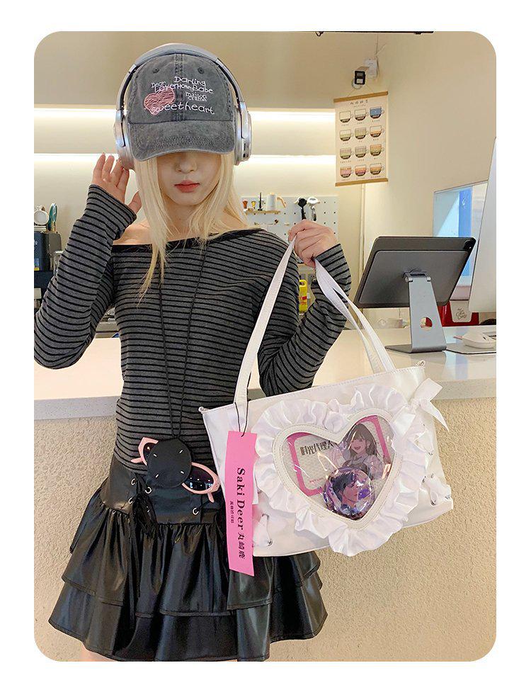 Sac Ita Cœur en Dentelle Anime Doux & Cool Épicé pour Femmes - Petit Sac Bandoulière/Épaule/Aisselle