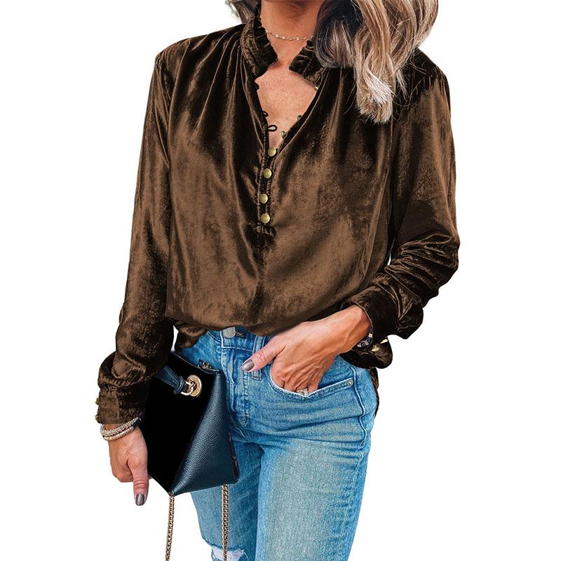 

YYFS Женская мода Повседневная весна-осень Однотонный принт Длинный рукав Полуводолазка Блузки и рубашки XXL