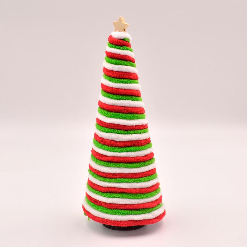 

Candy Cane Christmas Tree Ornament Mini Swirl Bottle Brush Christmas Tree With Wooden Base Xmas Tree Figurine Home Decoration 12CM