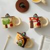 Retro Cartoon Ceramic Mug Ceramics Espresso Cup High-looking With Lid Mug for Coffee Creativity Personalized Gift Teaware Cafes