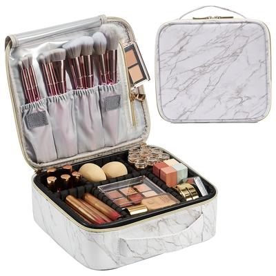 Hapilife Makeup Box Pouch Large Capacity Cosmetic Products Case Storage Portable Professional Travel White