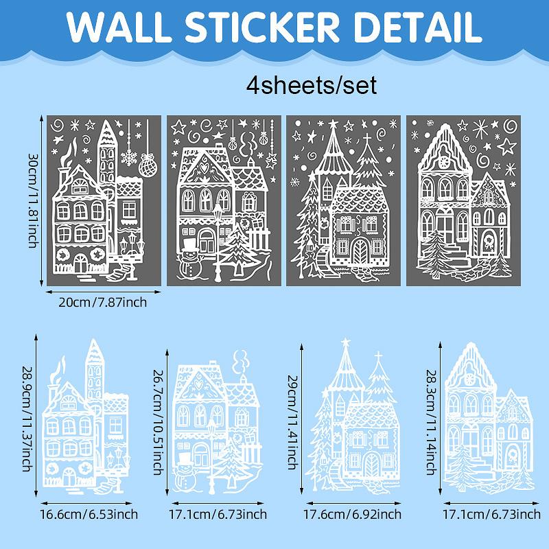 4pcs Snowflake Decals Window Decoration Large Christmas Window Clings Party Ornaments Double-Sided Xmas 20x30cm