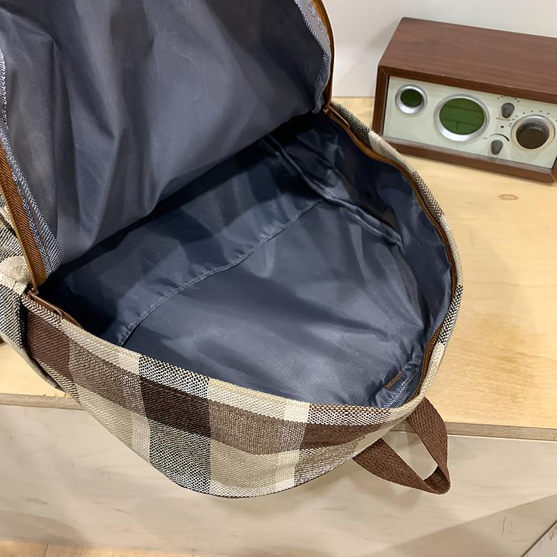 Women Plaid Backpack Campus Student Schoolbag Travel Backpack