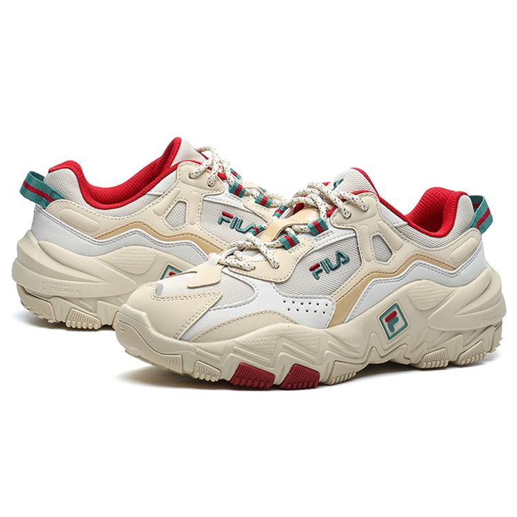 New FILA Disruptor 2 Sneakers 'Beige White Red' Women's F12W216132FAN