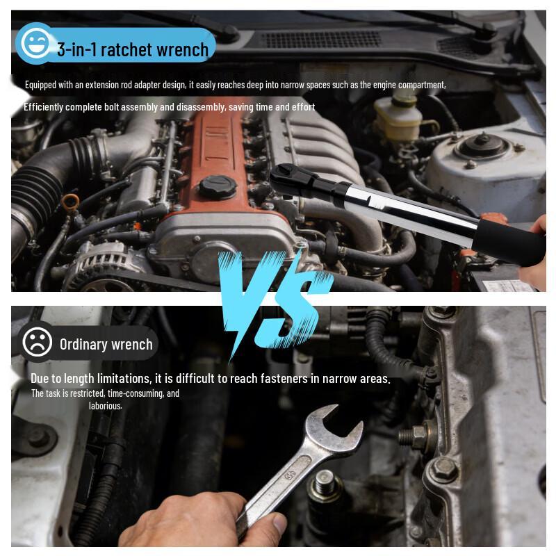 Multi-functional 3-in-1 Ratchet Wrench Set
