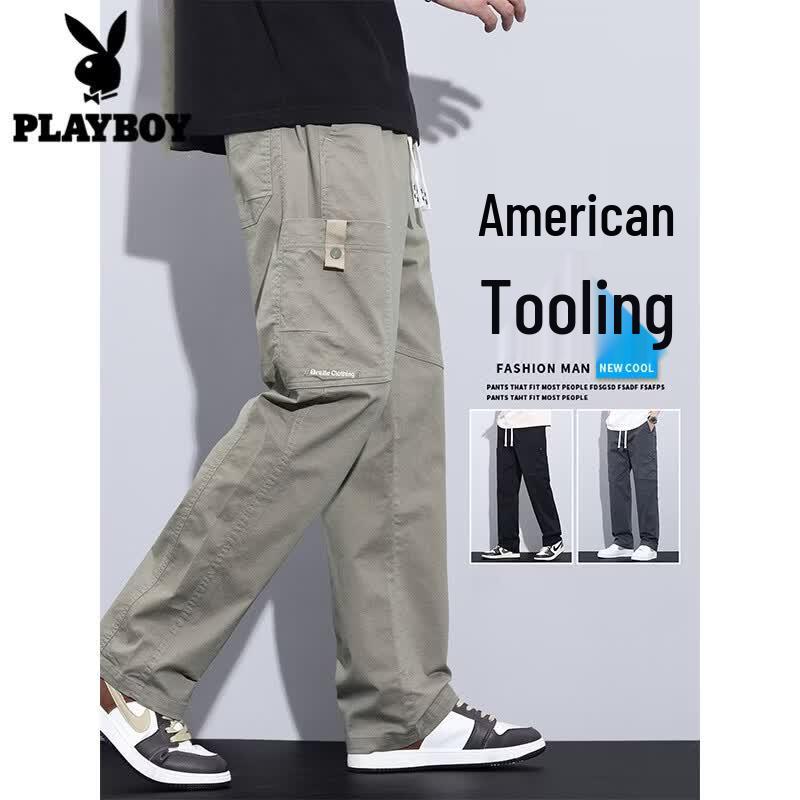 PLAYBOY Men s Summer Loose Straight Casual Pants 3XL