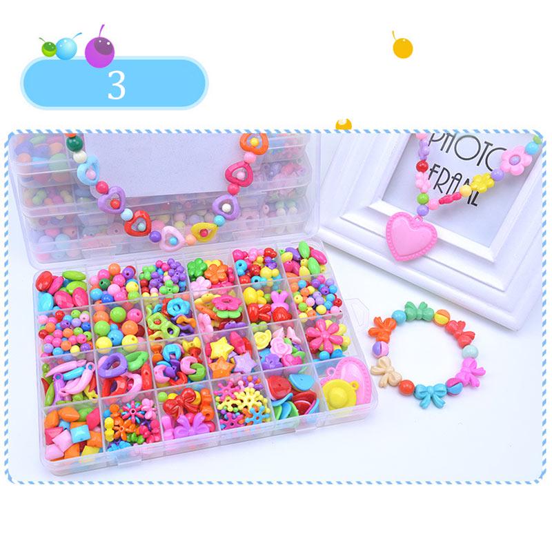 Children Amblyopia Candy Colors DIY Wear Beads For Bracelet Kids Toys Geometric Shape Personalized Jigsaw Puzzle