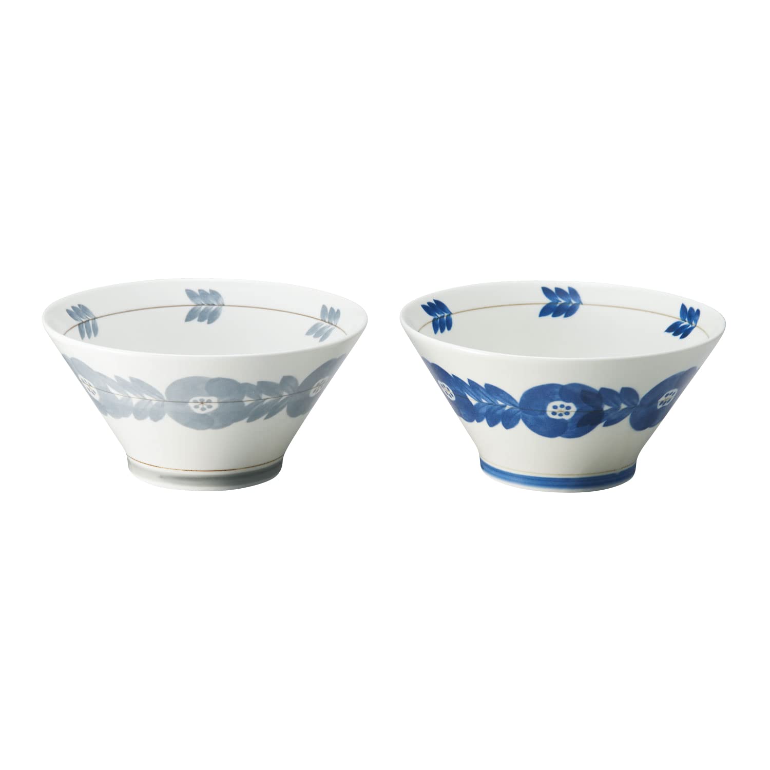 Aito Blue Flower Bowl Set by Aito Approximately Mino Microwave and Dishwasher Made in Product 113502  Blossom  (Pair) Seisakusho. 19cm. Lightweight, серый