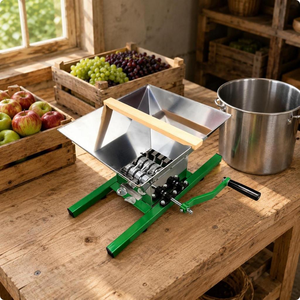 Manual Fruit Crusher 7 L Food Prep Tool Wooden Top Crossbar