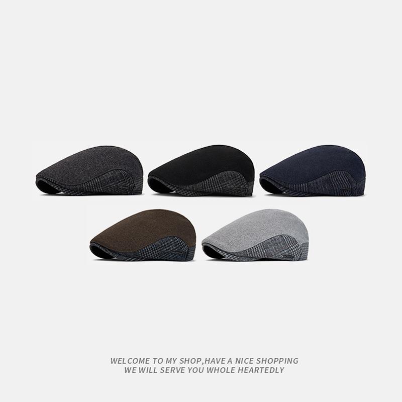 Beret Autumn Winter Wool Men's Velvet Warm Forward Cap Vintage Newsboy Cap