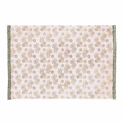 Namukumachan Kobo Floral Brocade Mat for Buddhist Altars, Flame-Retardant, 1 Shaku 6 Sun (Size 16, 005, Brass Silver)