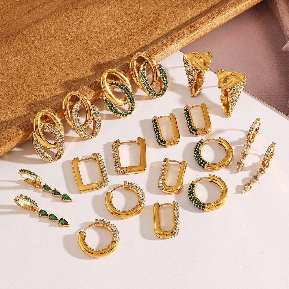 Yingtai 18k Gold-Plated Stainless Steel Retro Geometric Round Earrings for Women