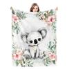 Cute Koala Animal Pattern Blanket Soft Flannel Comfortable Lightweight Suitable for Children Sofa Bedroom Living Room