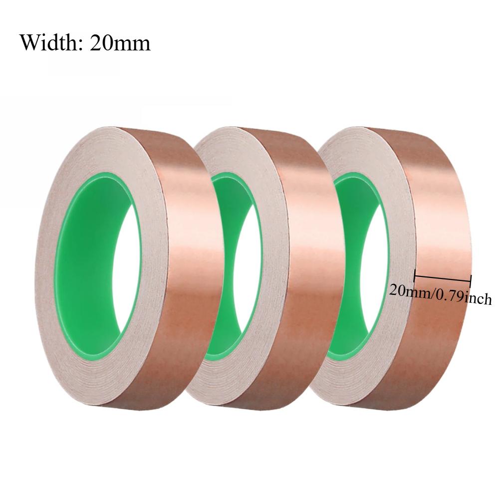 3pcs 20m Doubel Side Conductive Copper Foil Tape Adhesive DIY Crafts Soldering Repair Tapes EMI Anti-static Adhesive Tape