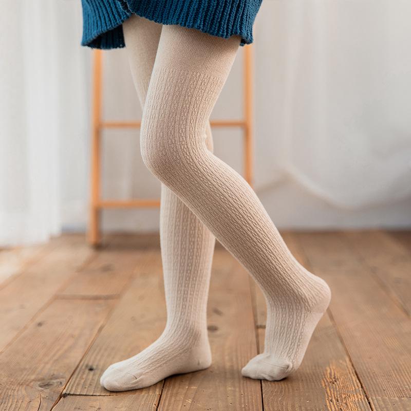 Leggings a doppio ago per bambini: Collant monocolore per primavera e autunno - Versatili collant per bambina/studentessa