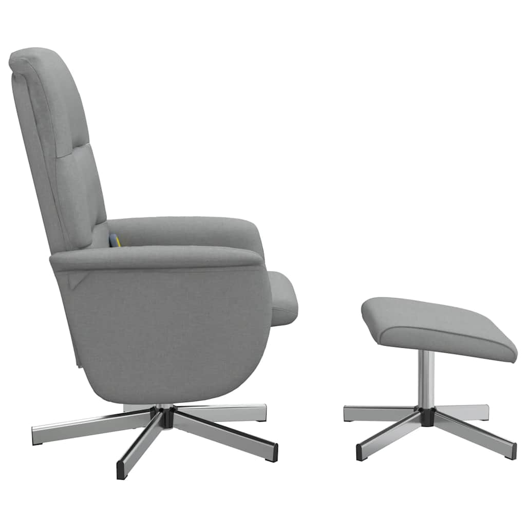 Vidaxl Reclining Massage Chair with Footrest, Light Gray, Fabric