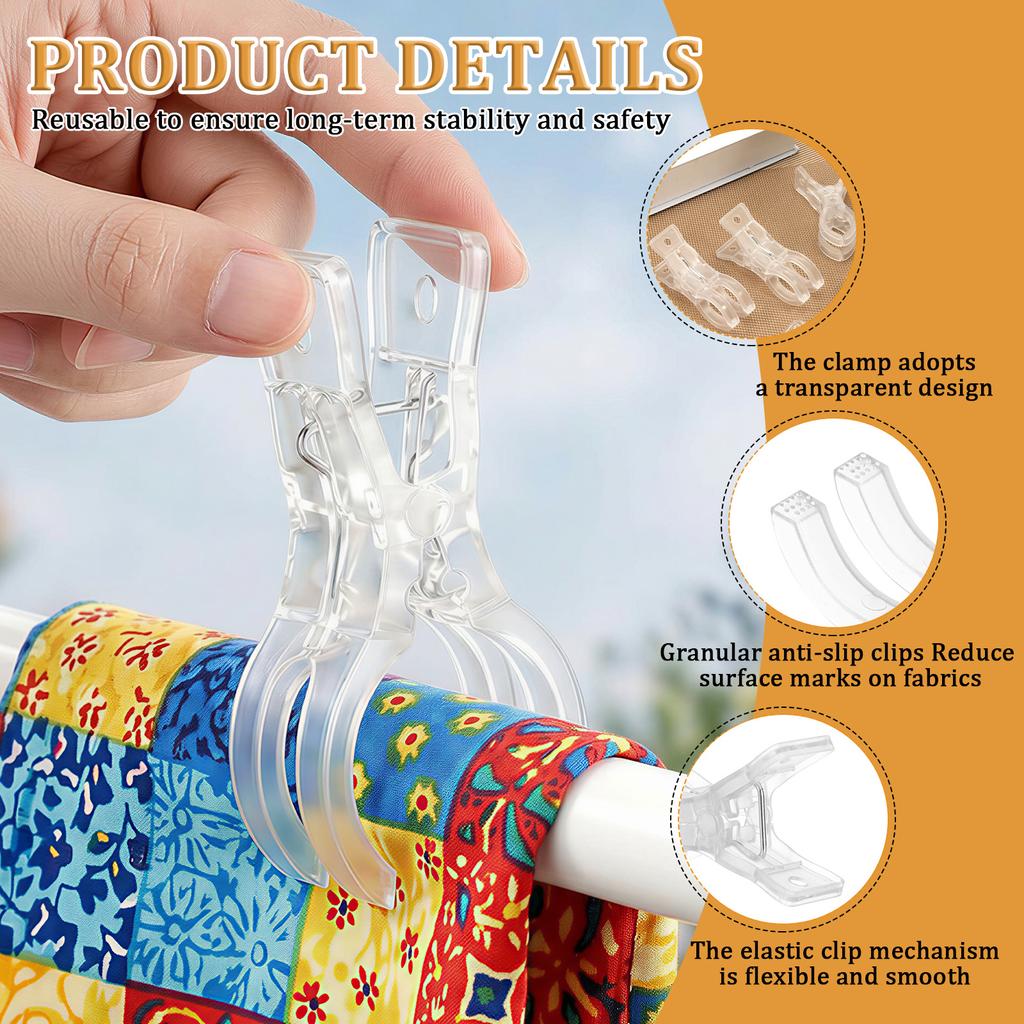 10Pcs Heavy Duty Spring Clamp 3.5 Inch Transparent Plastic Multipurpose Clip for Balloon Arch Backdrop Fixing,Photography Studio