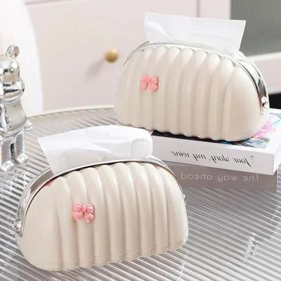 Household Spring Napkin Box with Shell Shape Smooth Extraction Modern Style Tissue Holder Suitable for Living Room Decoration