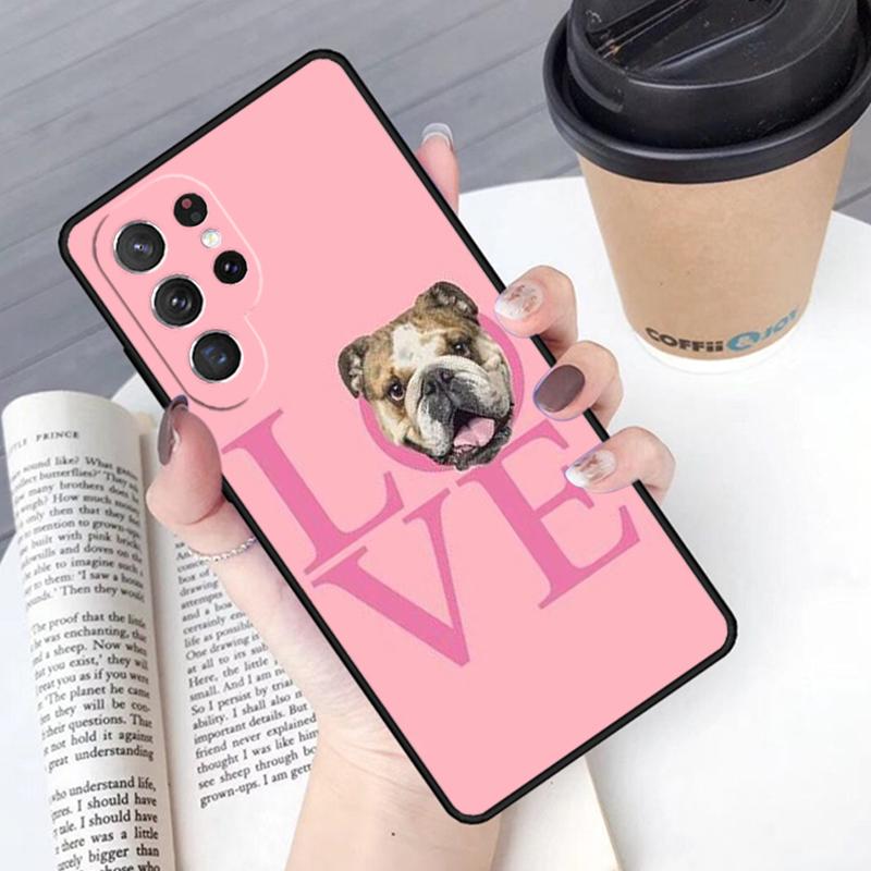 English Bulldog Heartbeat phone case Cover For Samsung Galaxy S24 S25 Ultra S21 S22 Ultra S10E Note 10 Plus Note 20 FE S23
