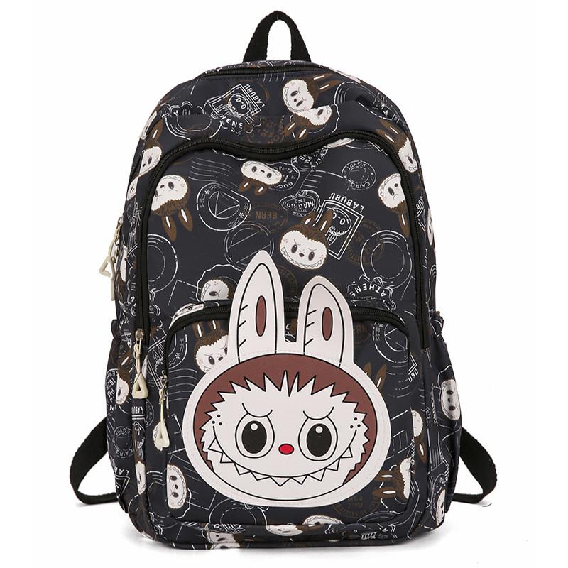 Trendy Large Capacity Anime Cartoon Backpack For Middle School Students Unisex In Pink Purple Black Blue Coffee
