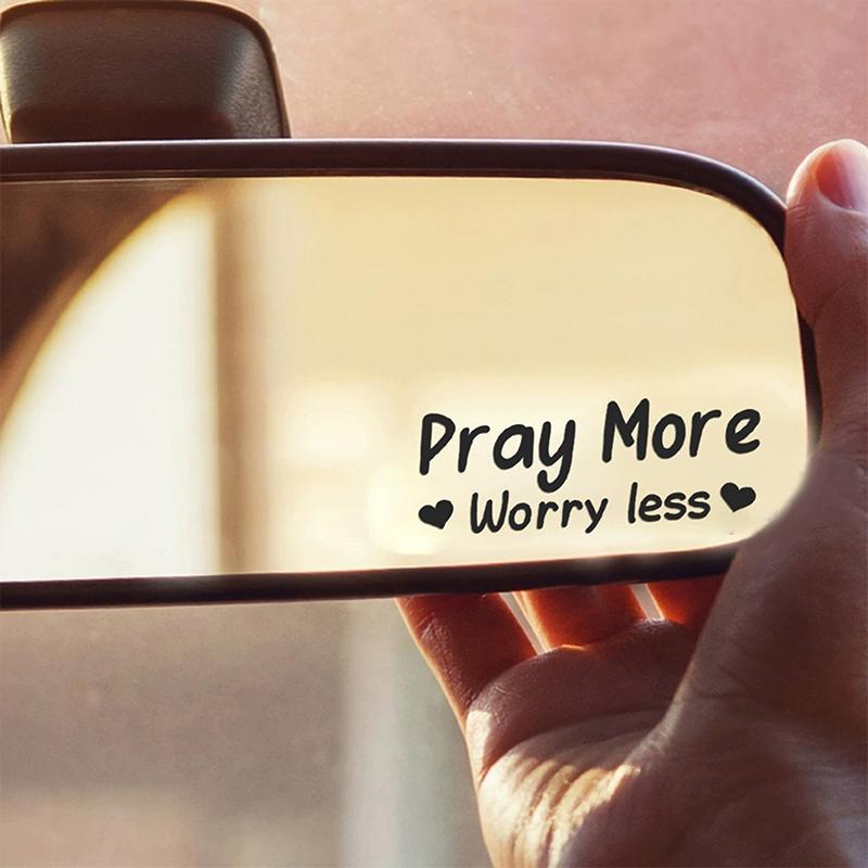 Pray Worry Less Mirror Decal, Car Decals For Women, Faith Mirror Decal, Cute Vinyl Decal, Christian Car Mirror Decal, Religious