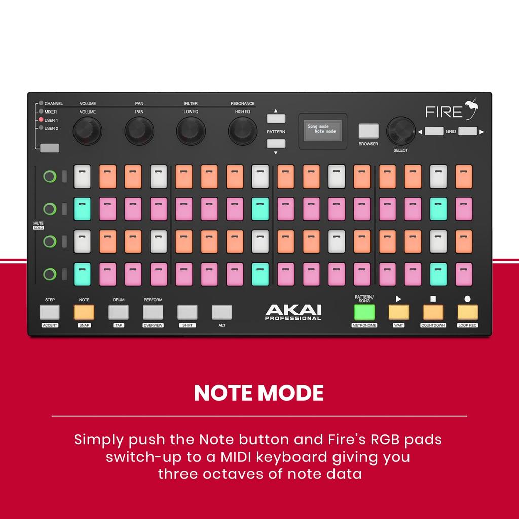 Akai Professional USB MIDI Controller for FL RGB Clip Drum Pad Matrix Software FIRE Controller Only Studio, 64-Pad [Controller Only/No Included]