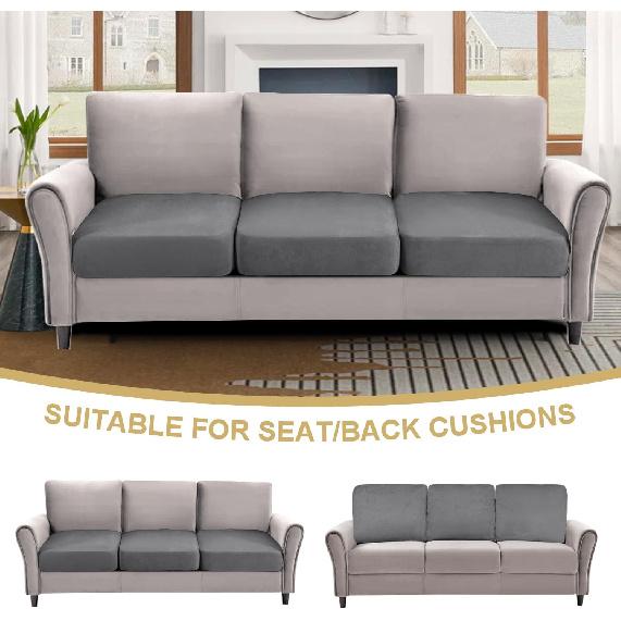 H.VERSAILTEX Stretch sectional Couch Cushion Covers Replacement Sofa living room Cushion Covers Suede Soft Seat Cover Elastic Furniture Protector for