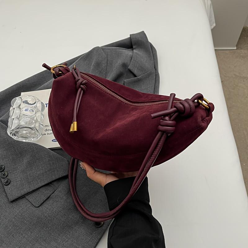 Women'S Retro Underarm Dinner Satchel Plush Frosted Casual Crossbody Bag Creative Shoulder Dumpling Bag Adjustable Shoulder Strap Waterproof Handbag