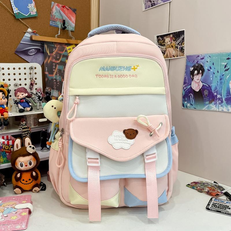 New high-value, fresh and sweet backpack, color-contrasting splicing large-capacity backpack for junior and high school students
