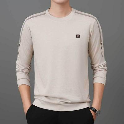 Nuova T-shirt Autunnale a Maniche Lunghe da Uomo con Girocollo e Felpa Stampata per Uomini Giovani e di Mezza Età