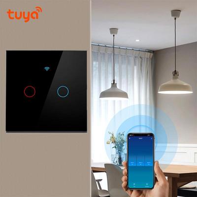 Tuya wifi interruptor de luz inteligente com painel vidro luxo sensor toque interruptor parede inteligente trabalho voz com alexa google casa