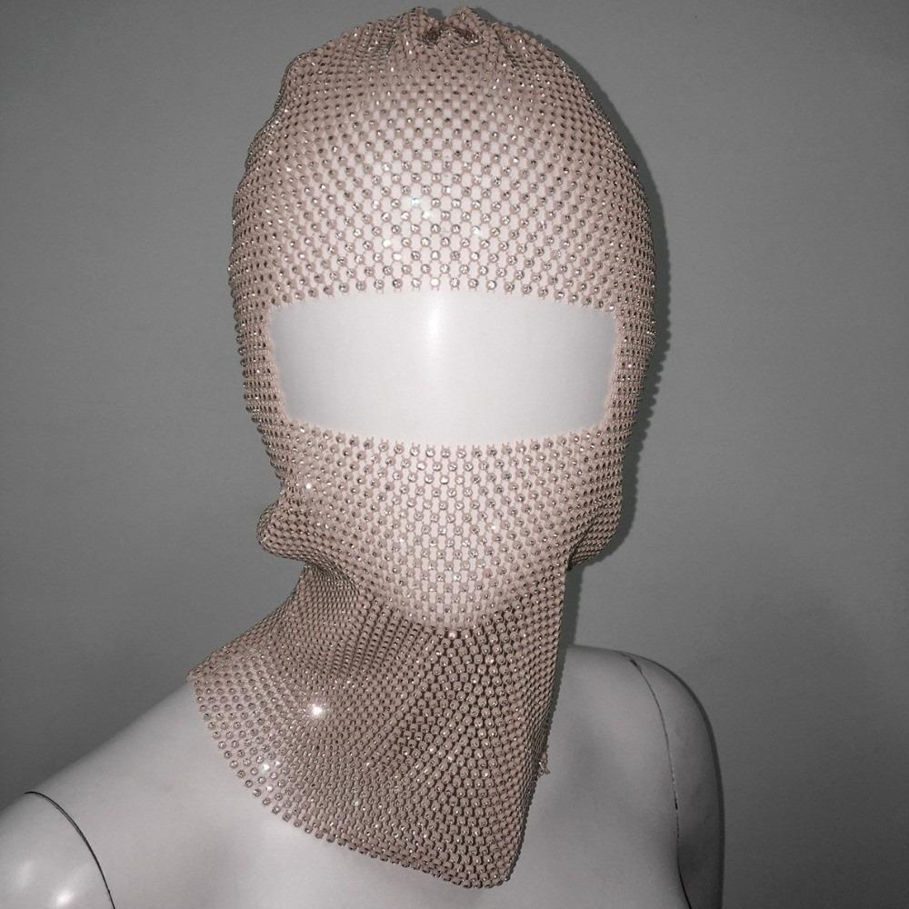 Zircon Rhinestone Head Mask Mesh Mask Turban Hat Elegant Fishnet Headhood Carnival