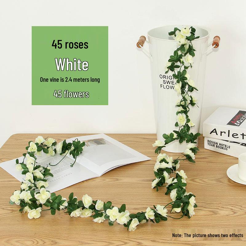 Two-Color Peony Rose Vine with 45 Heads for Air Conditioner Concealment and Soft Decoration