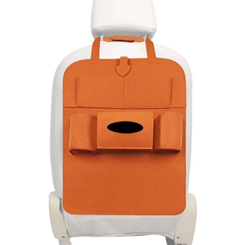 Seat Back Protector Waterproof Multiple Pockets Felt Protector For Seat Back Easy Installation Car Interior Storage Bag