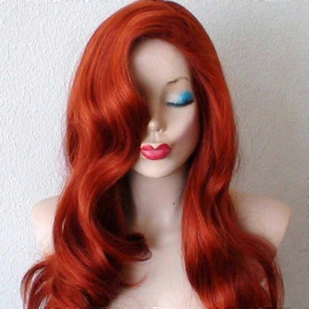 Parrucca Jessica Rabbit Adulto Carnevale Cosplay Sintetica Lunga Ondulata Parrucche Parrucca meno