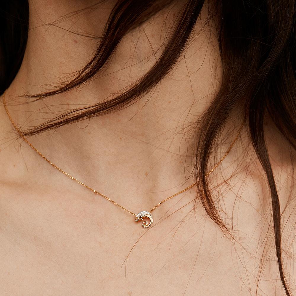 ANDYWEN 925 Sterling Silver Anima Seahorse Pendant Long Chain Women Zircon Pave CZ Necklace