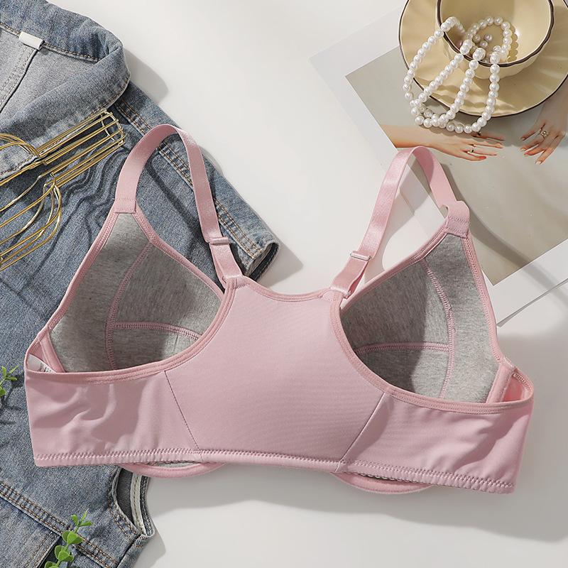 Front-clasp Plus-size Solid-color Push-up Bra with Underwire Cross-border European and American Underwear