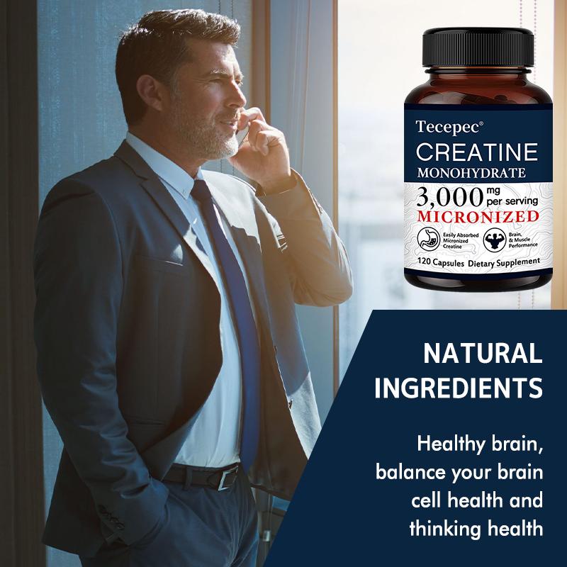 Creatine Monohydrate Dietary Supplement, 3000 Mg Per Serving, 120 Capsules Per Bottle
