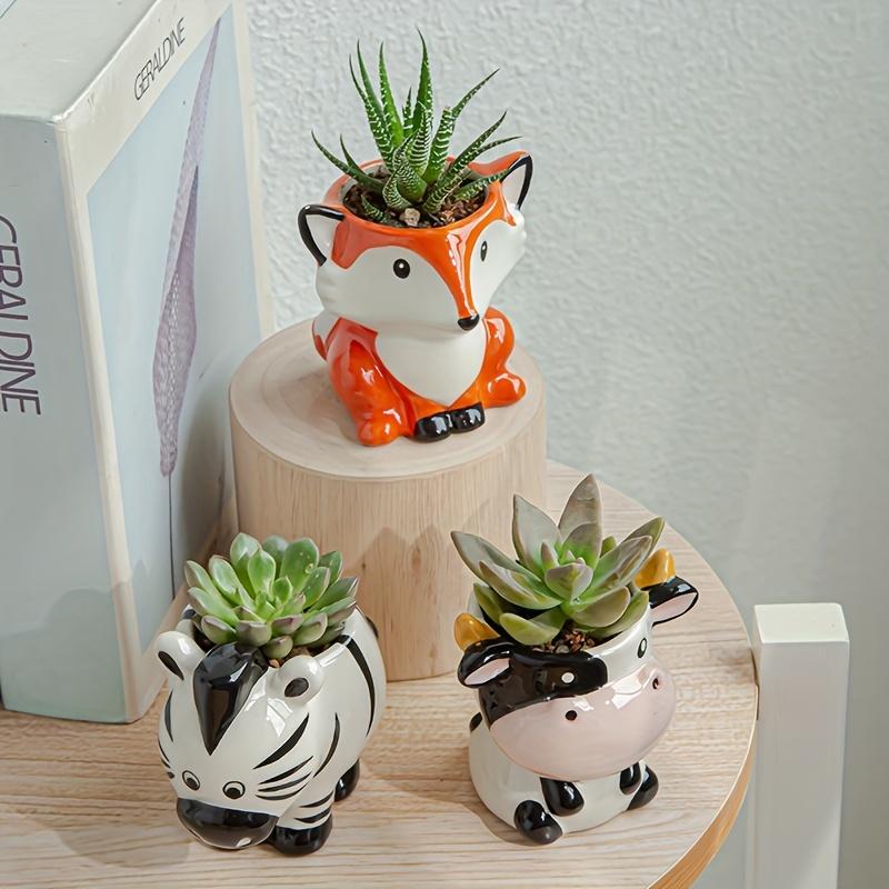 A Cute Animal-Themed Ceramic Planter for Succulents, Perfect for Decorating Your Balcony Table. Gardening Gift Home Decor
