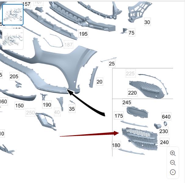 Compatible Mercedes-Benz W167 Front Bumper Lower Air Vent Grille A1678857403 A1678857503