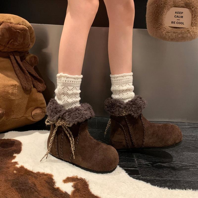 Soft leather version~ cotton shoes women's inner height-increasing velvet short boots 2025 winter new matte non-slip warm snow boots