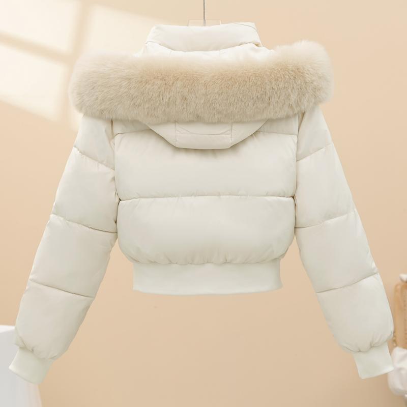 Modă Iarnă Femei Paltoane cu Glugă Guler din Blană Faux Groase Călduroase Parka Scurtă Jachete Largi pentru Femei