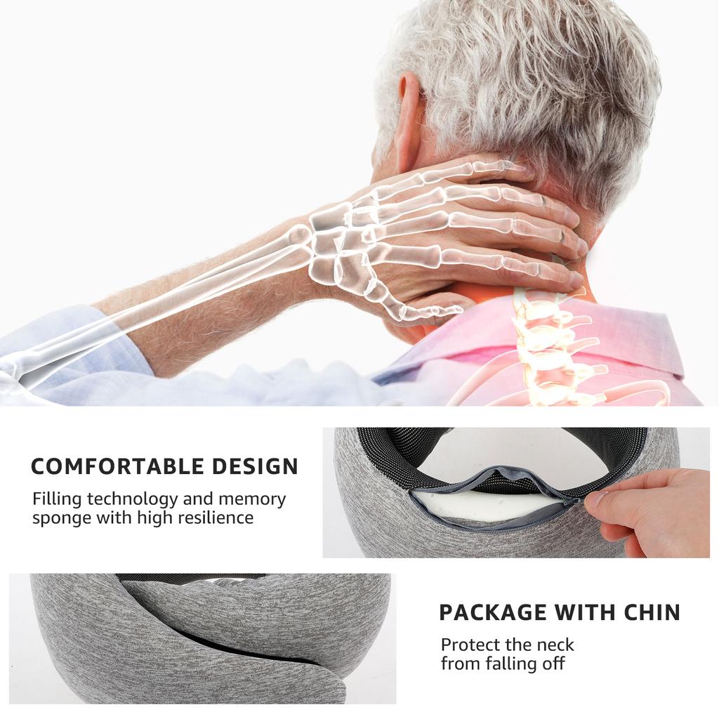 Travel Neck U-shaped Pillow Portable Airplane Soft Noon Break Sleep Pillows Neck Protection Support Memory Foam Snail Pillow