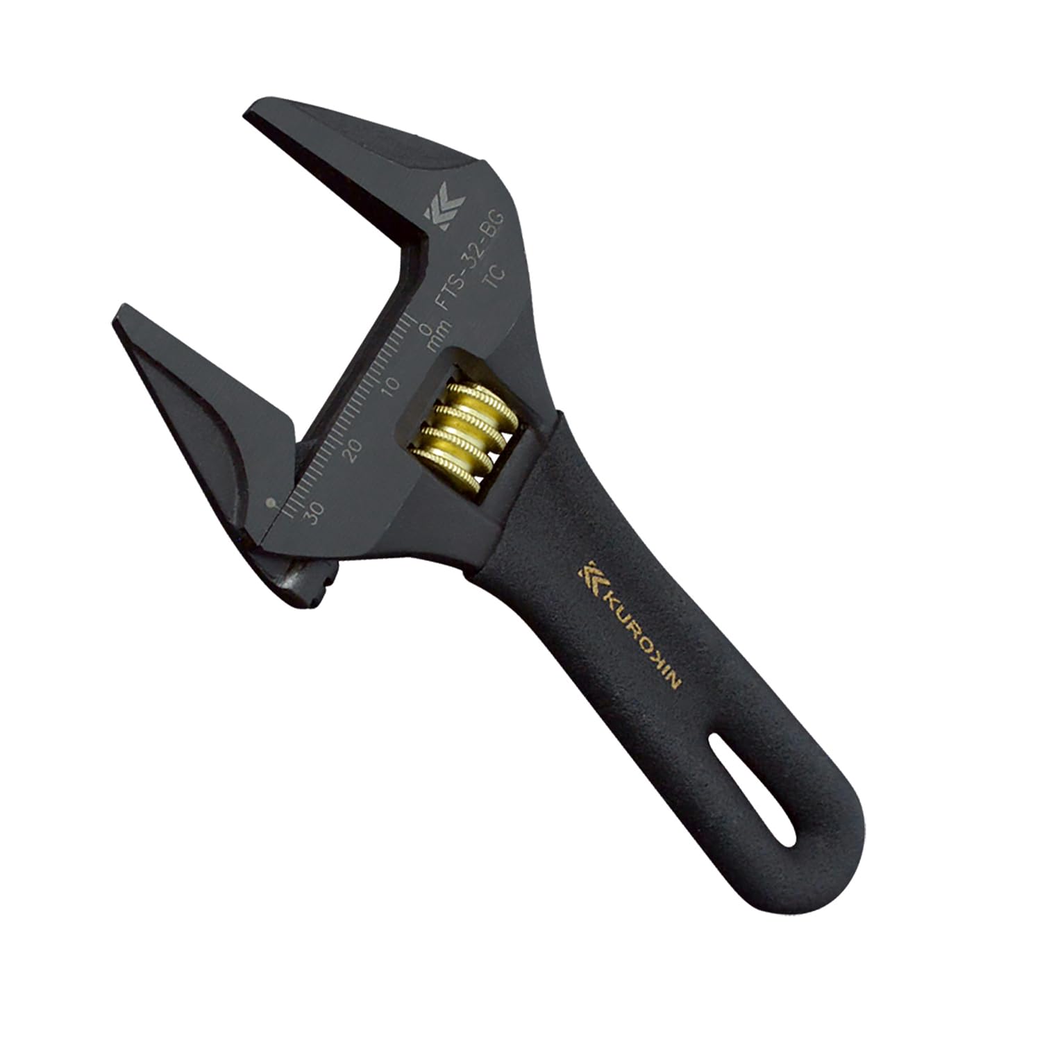 

Fujiya Ключ разводной укороченный, без насечек, черно-золотой, общая длина 138 мм, максимальный зев 32 мм, FTS-32-BG